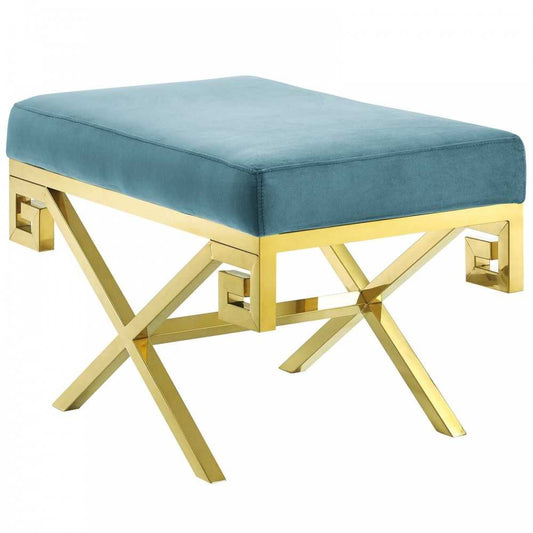Rove Velvet Performance Velvet Bench, Sea Blue