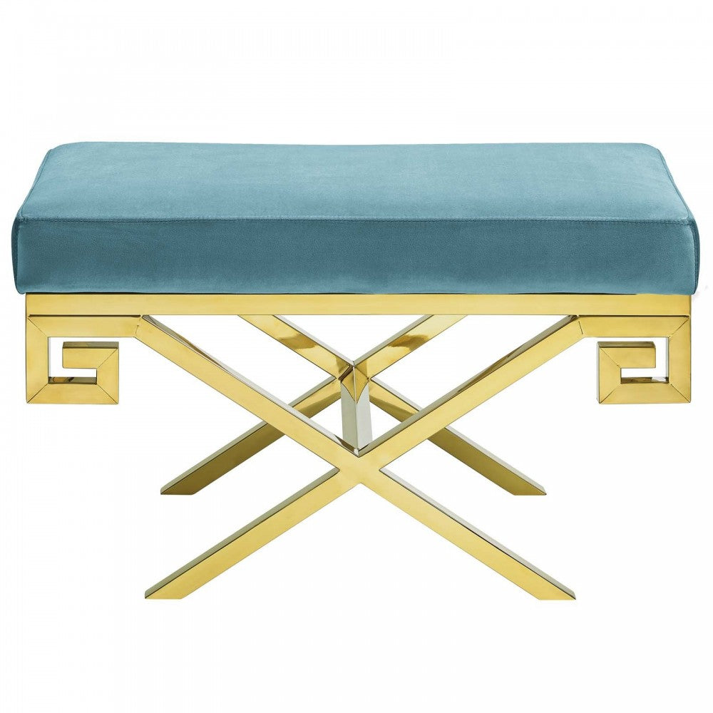 Rove Velvet Performance Velvet Bench, Sea Blue
