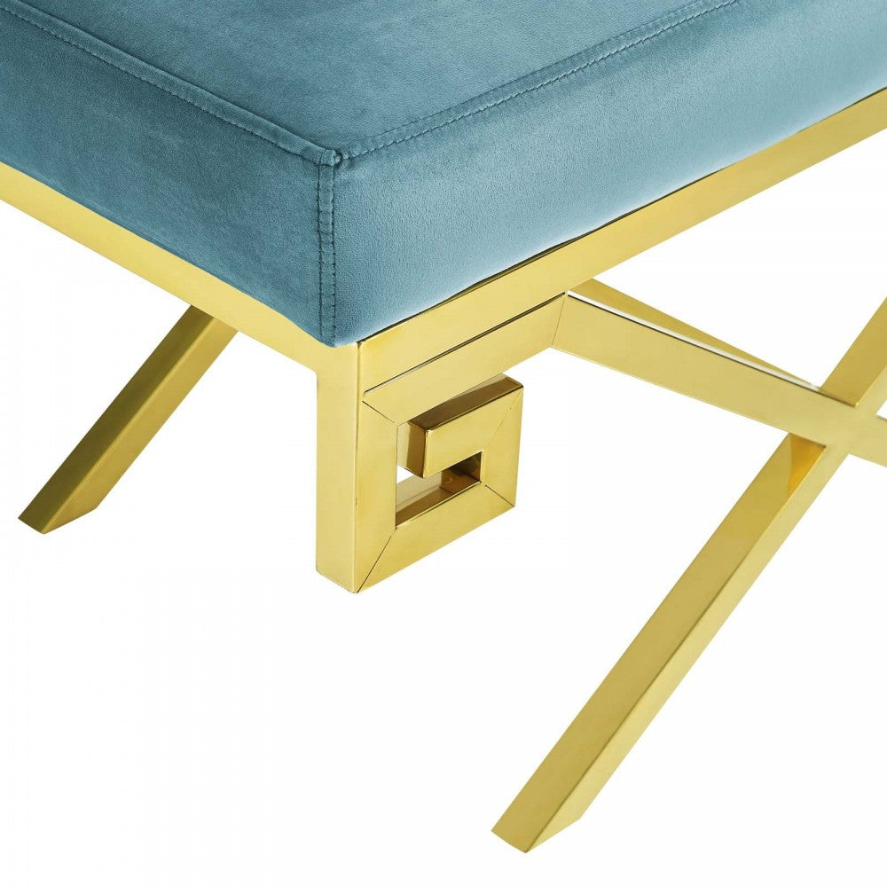 Rove Velvet Performance Velvet Bench, Sea Blue