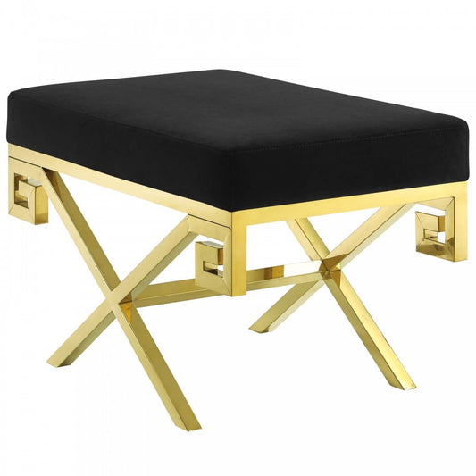 Rove Velvet Performance Velvet Bench, Gold Black