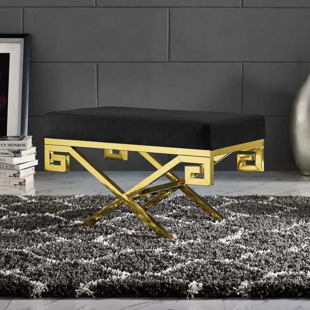 Rove Velvet Performance Velvet Bench, Gold Black