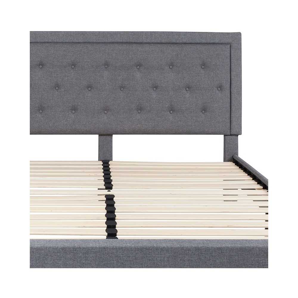 Roxbury King Size Tufted Upholstered Platform Bed in Light Gray Fabric