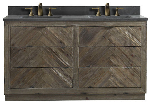 60" Wood Sink Vanity Match, Marble Wh 5160" Top -No Faucet