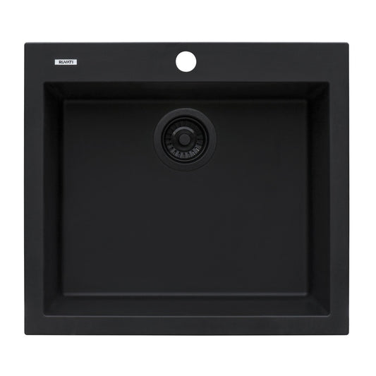 Ruvati 23.5 x 20 inch Topmount Granite Composite Kitchen Sink - Midnight Black
