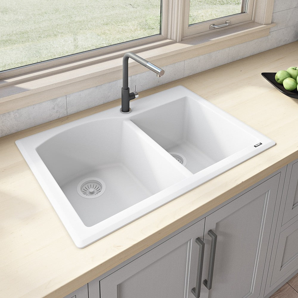 Ruvati 33 x 22 inch Dual Mount Kitchen Sink - Arctic White