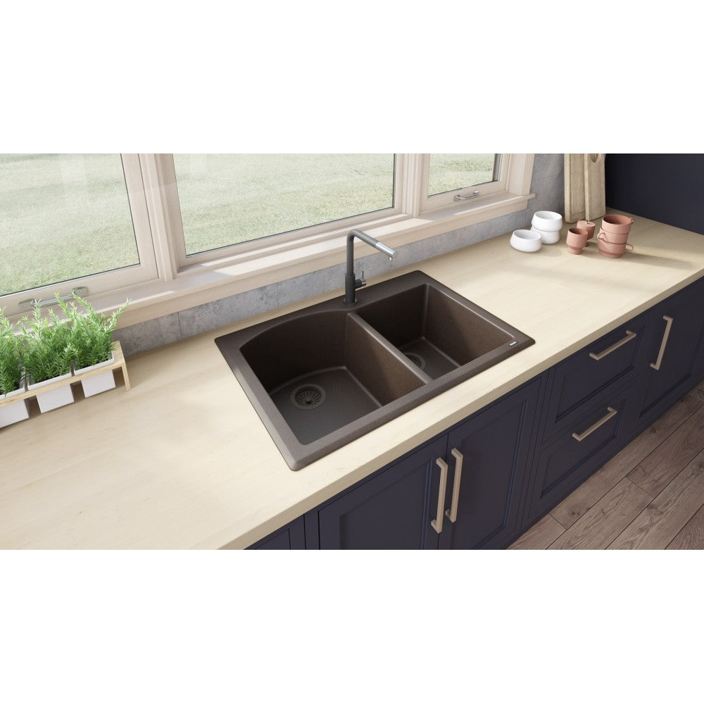 Ruvati 33 x 22 inch Dual Mount Kitchen Sink - Espresso / Coffee Brown