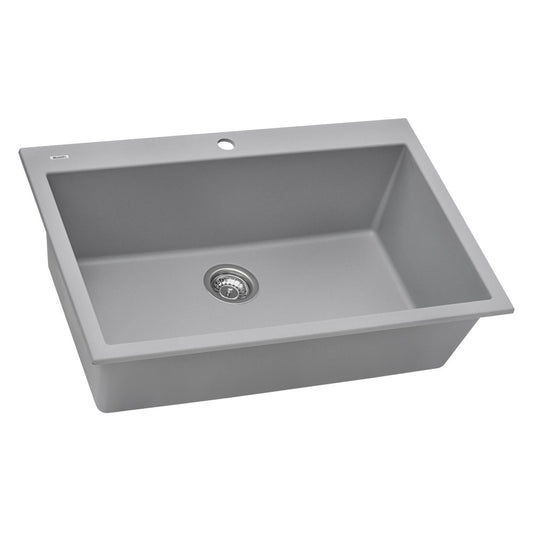 Ruvati 33 x 22 inch Topmount Granite Composite Kitchen Sink - Silver Gray