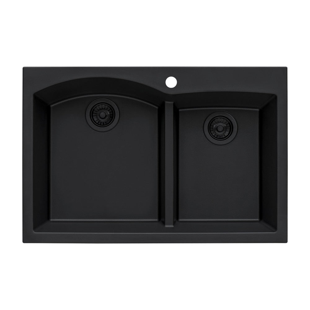 Ruvati 33 x 22 inch Topmount Kitchen Sink - Midnight Black