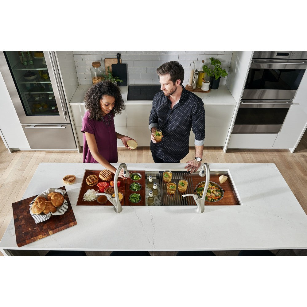 Ruvati Dual-Tier 39 x 19 inch Undermount Stainless Steel Kitchen Sink