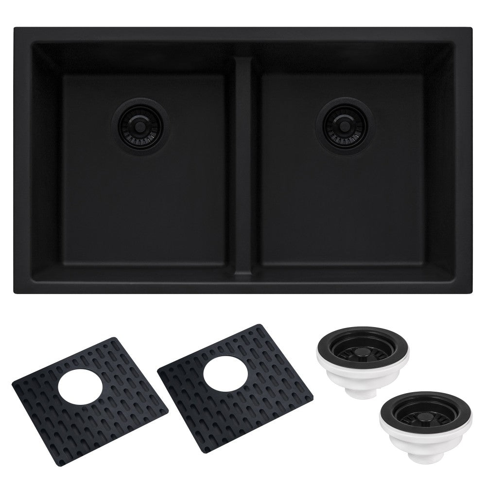 Ruvati epiGranite 33 x 19 inch Granite Composite Kitchen Sink - Midnight Black