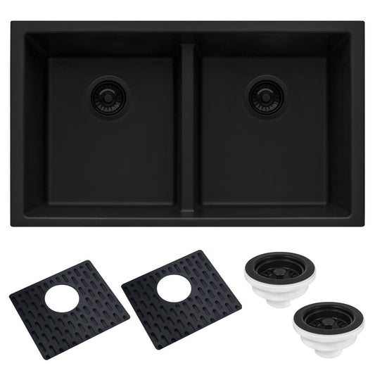 Ruvati epiGranite 33 x 19 inch Granite Composite Kitchen Sink - Midnight Black