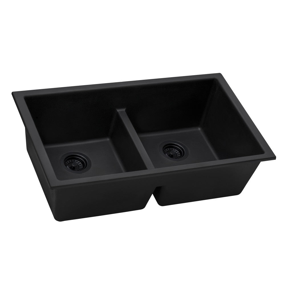 Ruvati epiGranite 33 x 19 inch Granite Composite Kitchen Sink - Midnight Black