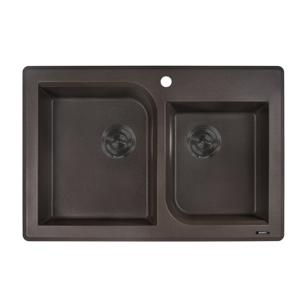 Ruvati epiGranite 33 x 22 inch Dual Mount Kitchen Sink - Espresso / Coffee Brown