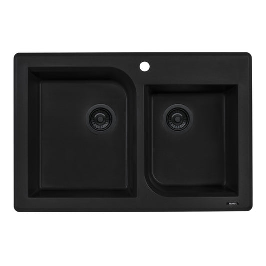 Ruvati epiGranite 33 x 22 inch Dual Mount Kitchen Sink - Midnight Black