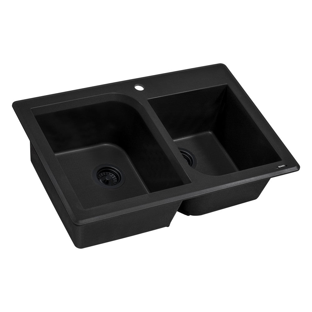 Ruvati epiGranite 33 x 22 inch Dual Mount Kitchen Sink - Midnight Black