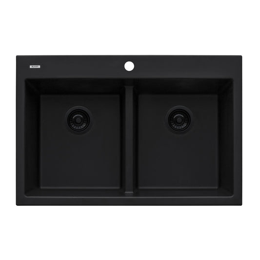 Ruvati epiGranite 33 x 22 inch Topmount Kitchen Sink - Midnight Black