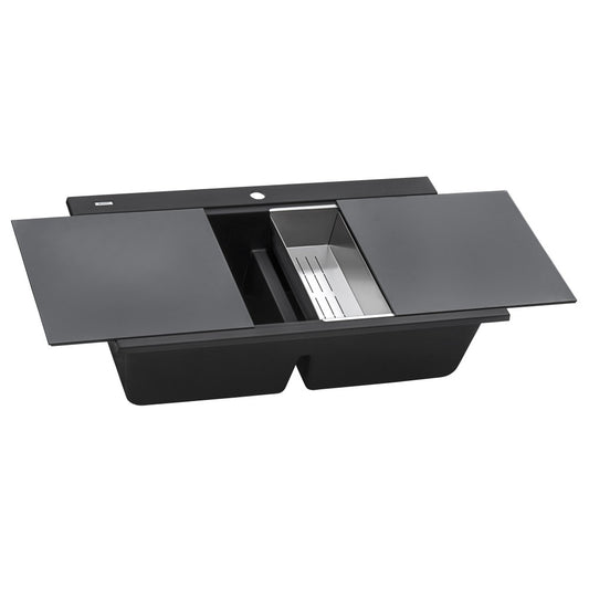 Ruvati epiGranite 34 x 20 inch Topmount Kitchen Sink - Midnight Black