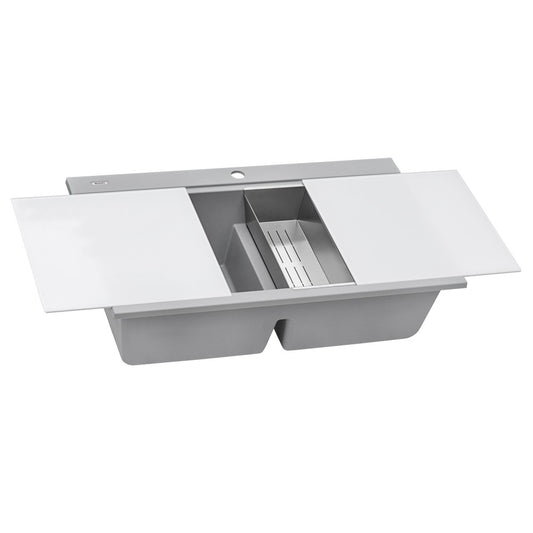 Ruvati epiGranite 34 x 20 inch Topmount Kitchen Sink - Silver Gray