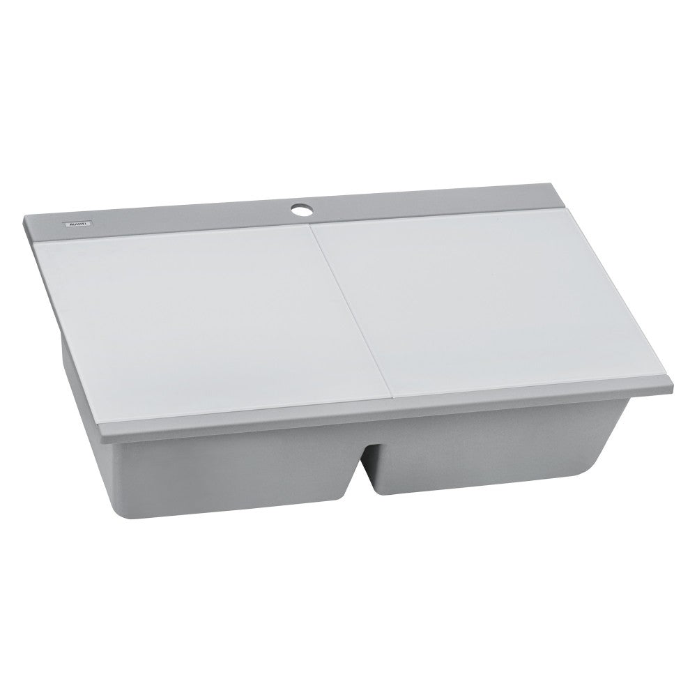 Ruvati epiGranite 34 x 20 inch Topmount Kitchen Sink - Silver Gray