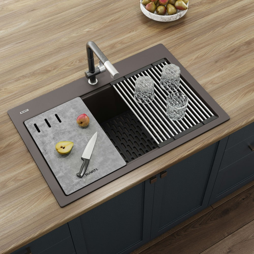 Ruvati epiStage 33 x 22 inch Topmount Kitchen Sink - Espresso