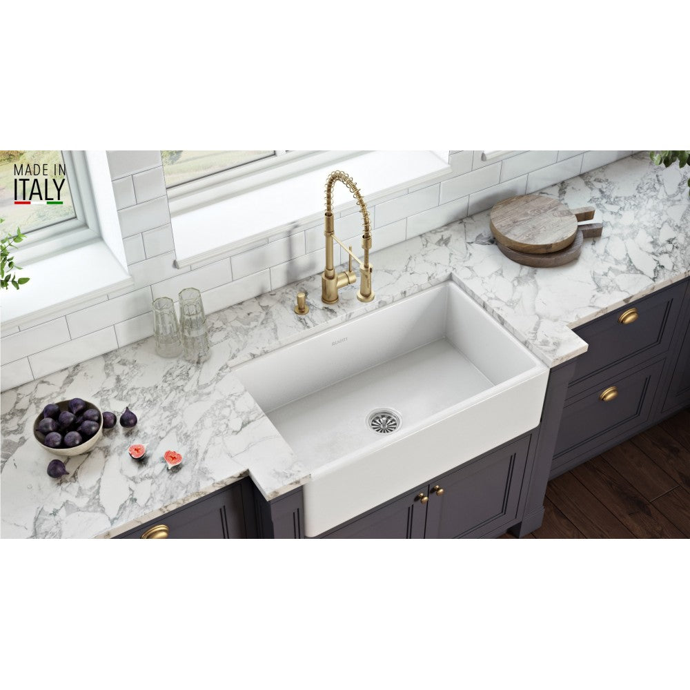 Ruvati Fiamma 33 x 20 inch Farmhouse Fireclay Kitchen Sink - White