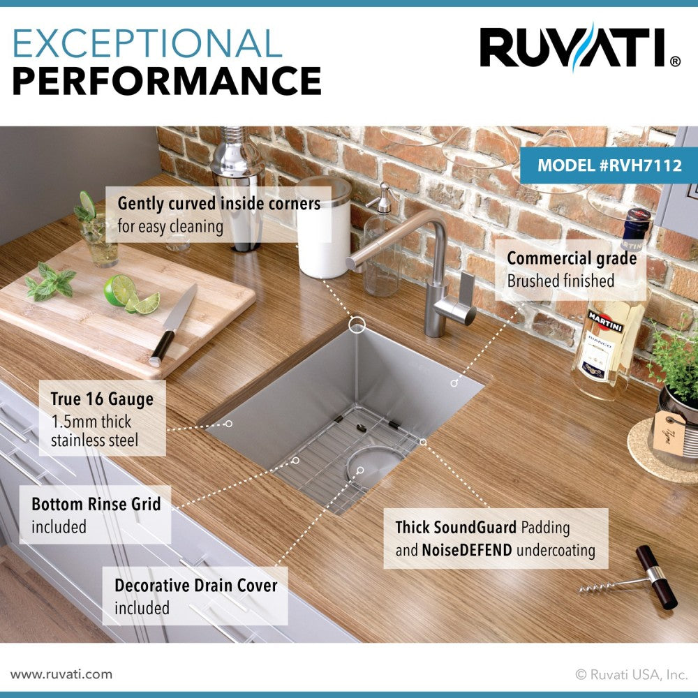 Ruvati Gravena 12 x 18 inch Undermount Bar Sink