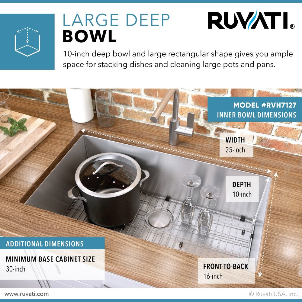 Ruvati Gravena 27 x 18 inch Kitchen Sink - Stainless Steel