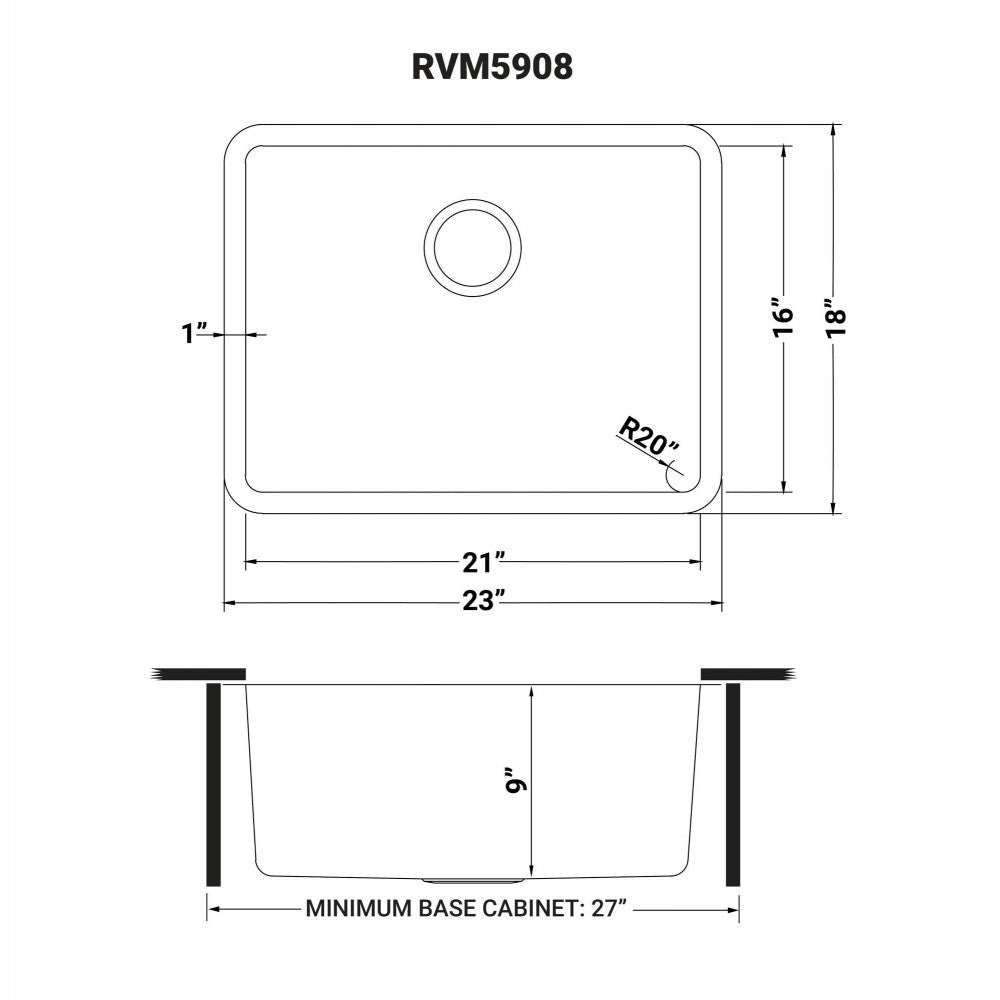 Ruvati Modena 23 x 18 inch Undermount Stainless Steel Kitchen Sink