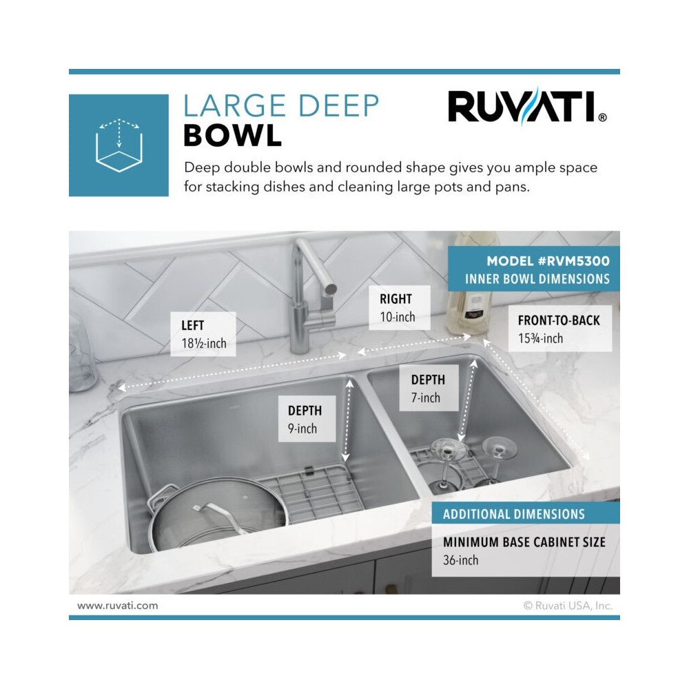Ruvati Modena 32 x 18 inch Undermount Stainless Steel Kitchen Sink