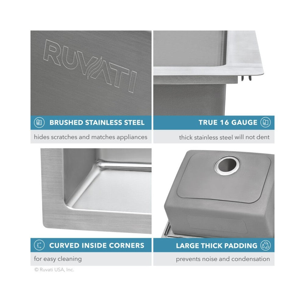 Ruvati Modena 33 x 22 inch Stainless Steel Kitchen Sink - Stainless Steel