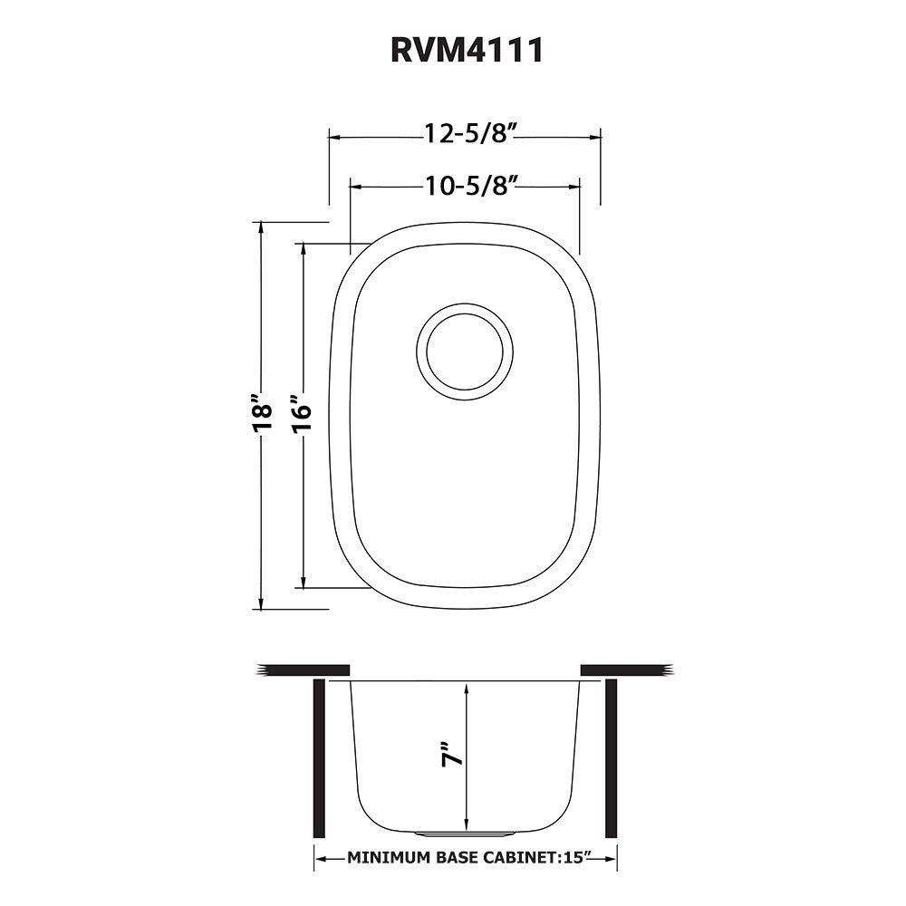Ruvati Parmi 12.5 x 18 inch Undermount Bar Sink