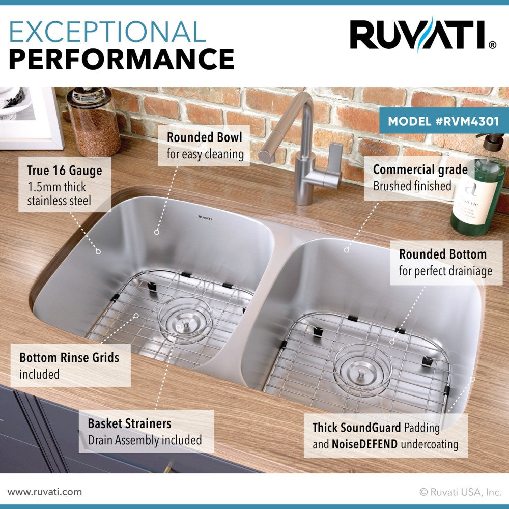Ruvati Parmi 29 x 18.5 inch Undermount Stainless Steel Kitchen Sink