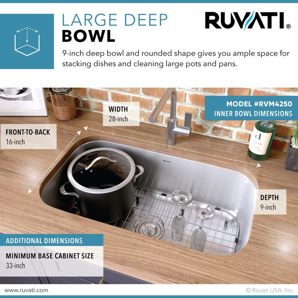 Ruvati Parmi 30 x 18.125 inch Undermount Stainless Steel Kitchen Sink
