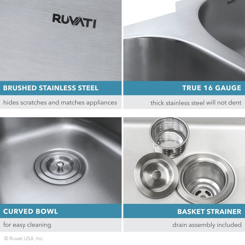 Ruvati Parmi 30 x 18.125 inch Undermount Stainless Steel Kitchen Sink