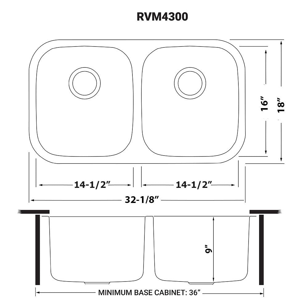 Ruvati Parmi 32.25 x 18.5 inch Undermount Stainless Steel Kitchen Sink