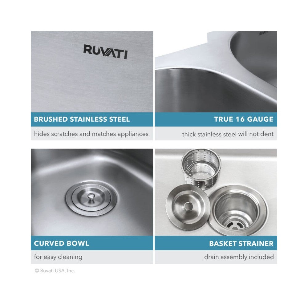 Ruvati Parmi 32.25 x 18.875 inch Undermount Stainless Steel Kitchen Sink
