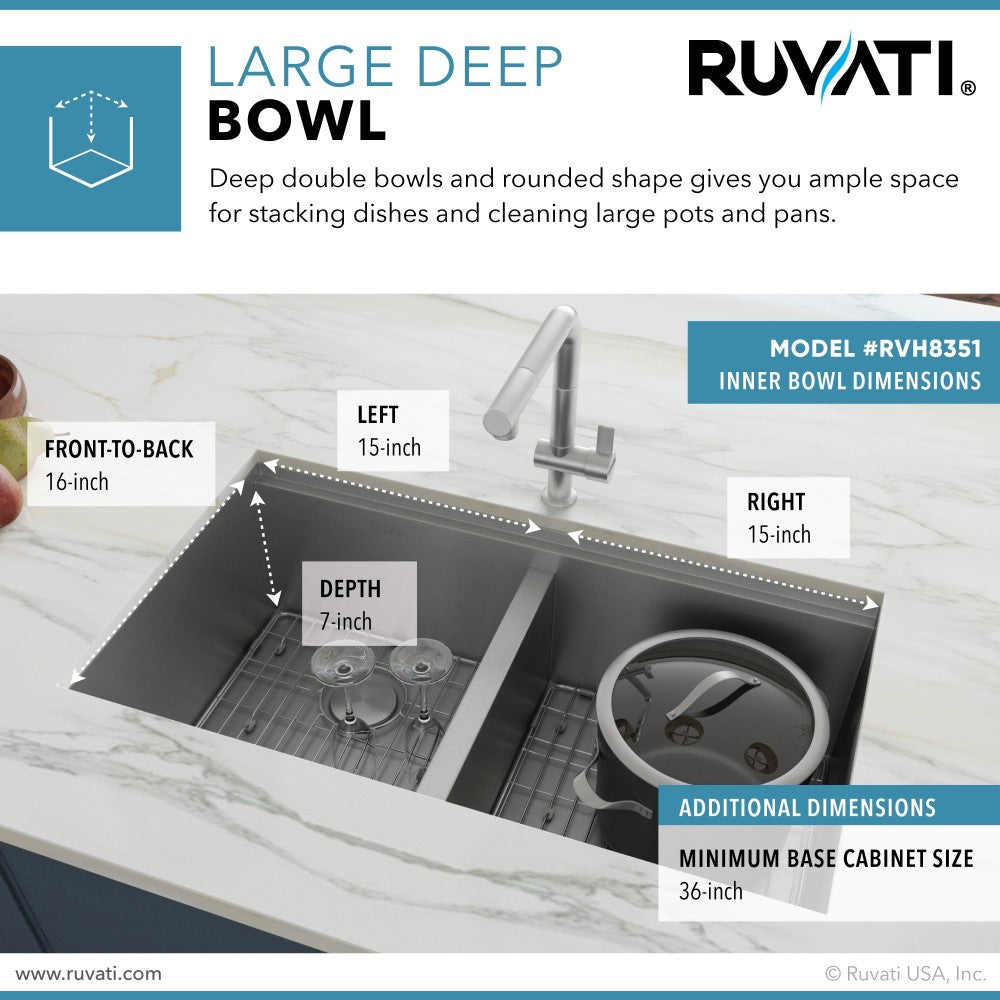 Ruvati Roma Pro 33 x 19 inch Undermount Stainless Steel Kitchen Sink