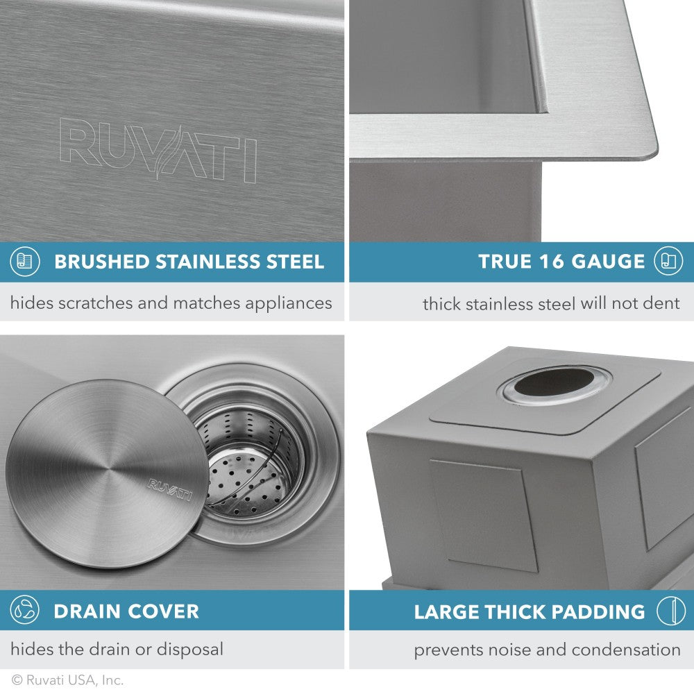 Ruvati Siena 33 x 22 inch Topmount Kitchen Sink - Stainless Steel