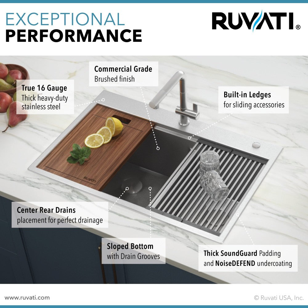 Ruvati Siena 33 x 22 inch Topmount Stainless Steel Kitchen Sink