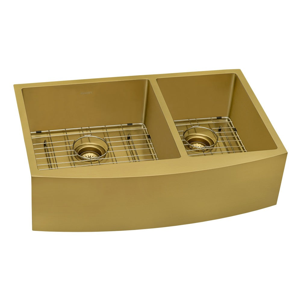 Ruvati Terraza 33 x 22 inch Apron Front Kitchen Sink - Brass Tone Matte Gold