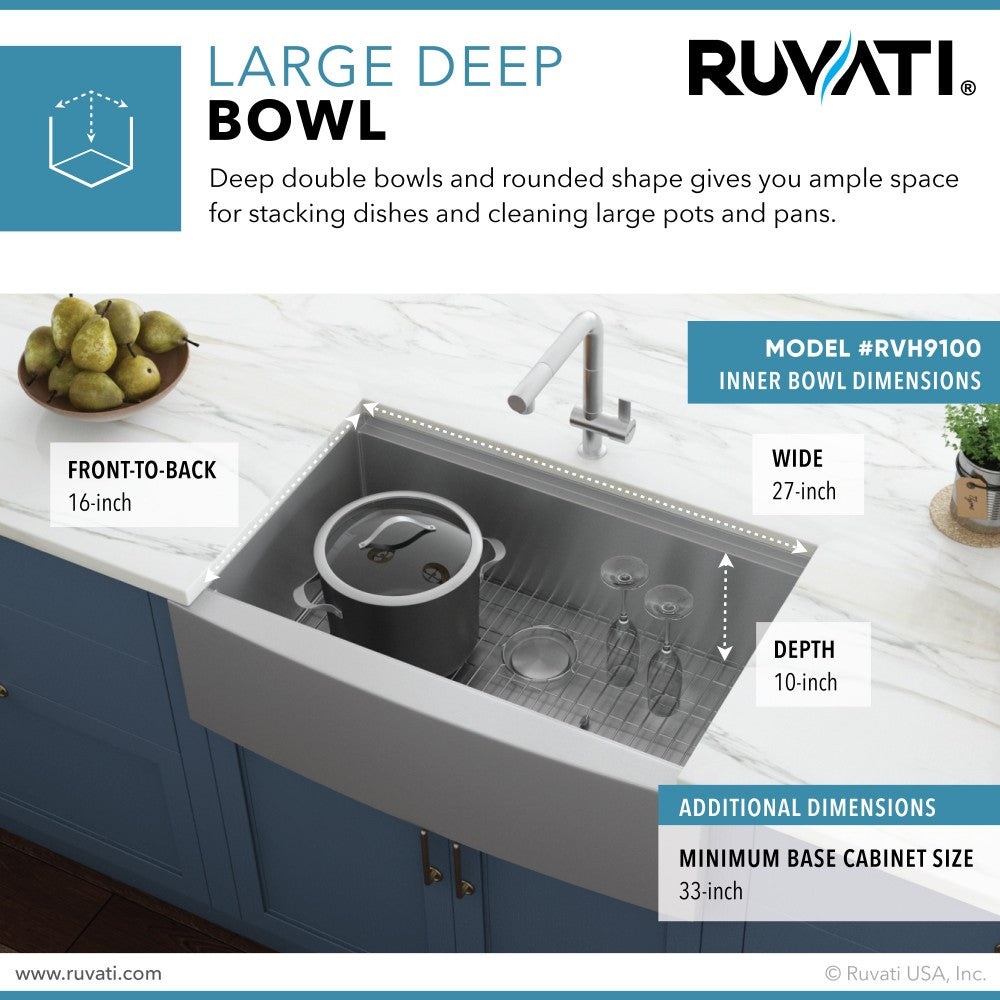 Ruvati Verona 30 x 22 inch Apron Front Stainless Steel Kitchen Sink