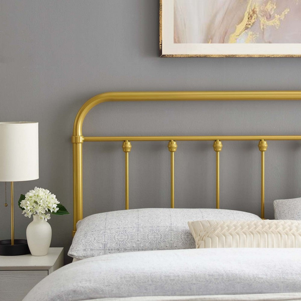 Sage Full Metal Headboard, Gold