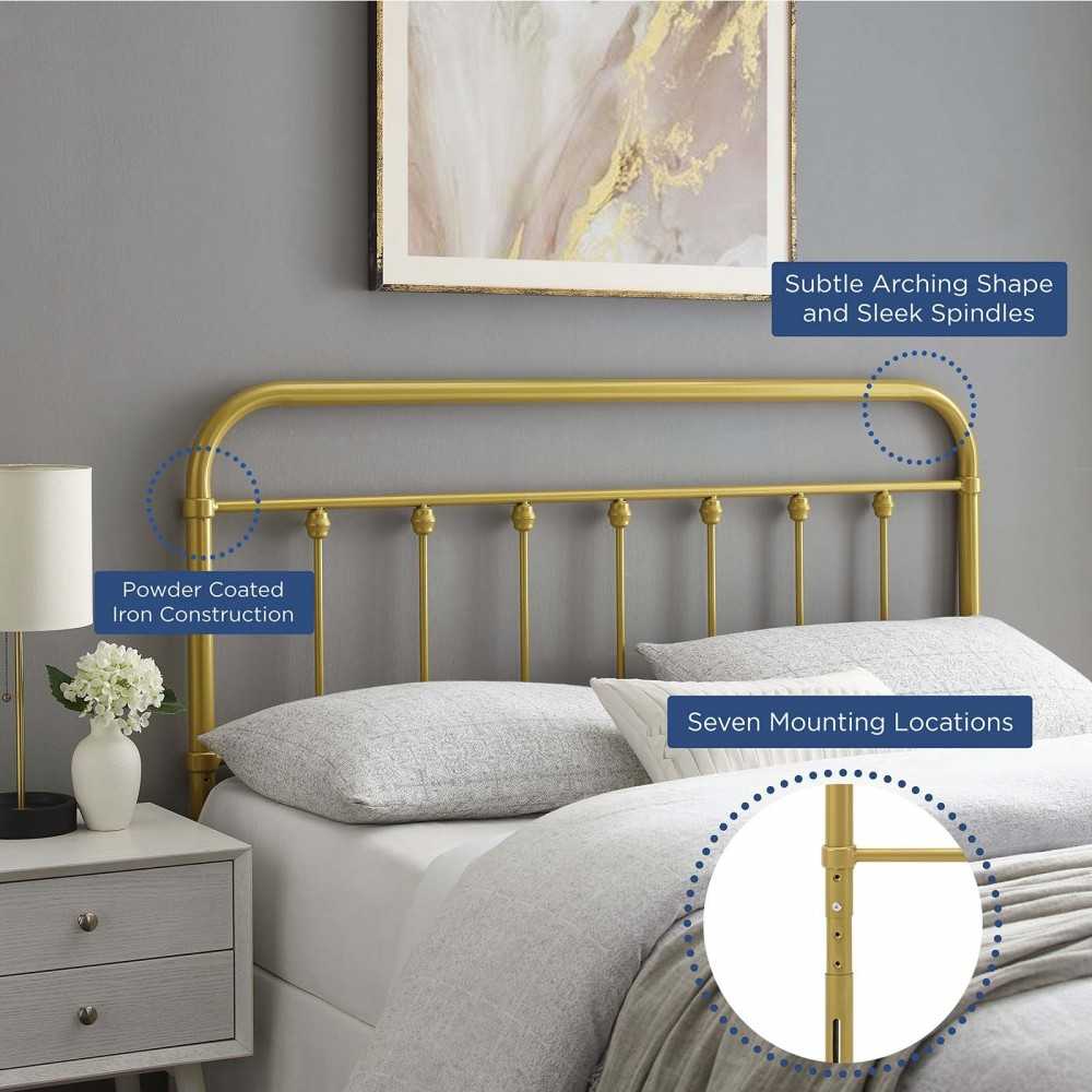 Sage Full Metal Headboard, Gold