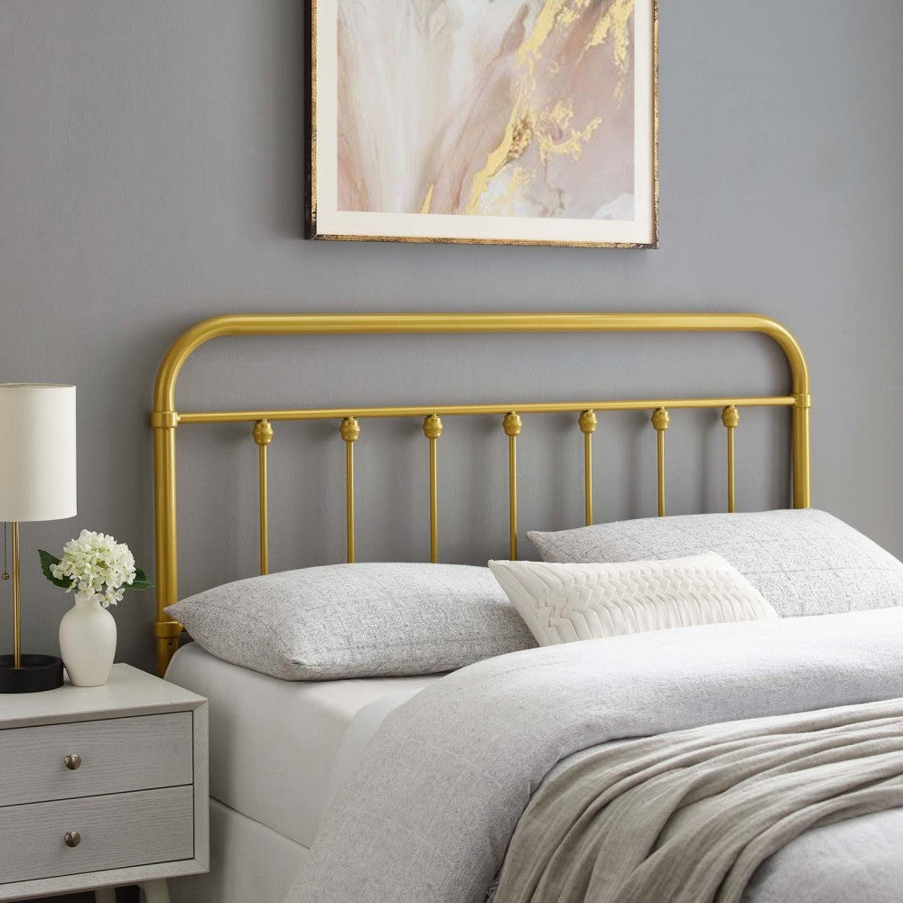 Sage Full Metal Headboard, Gold