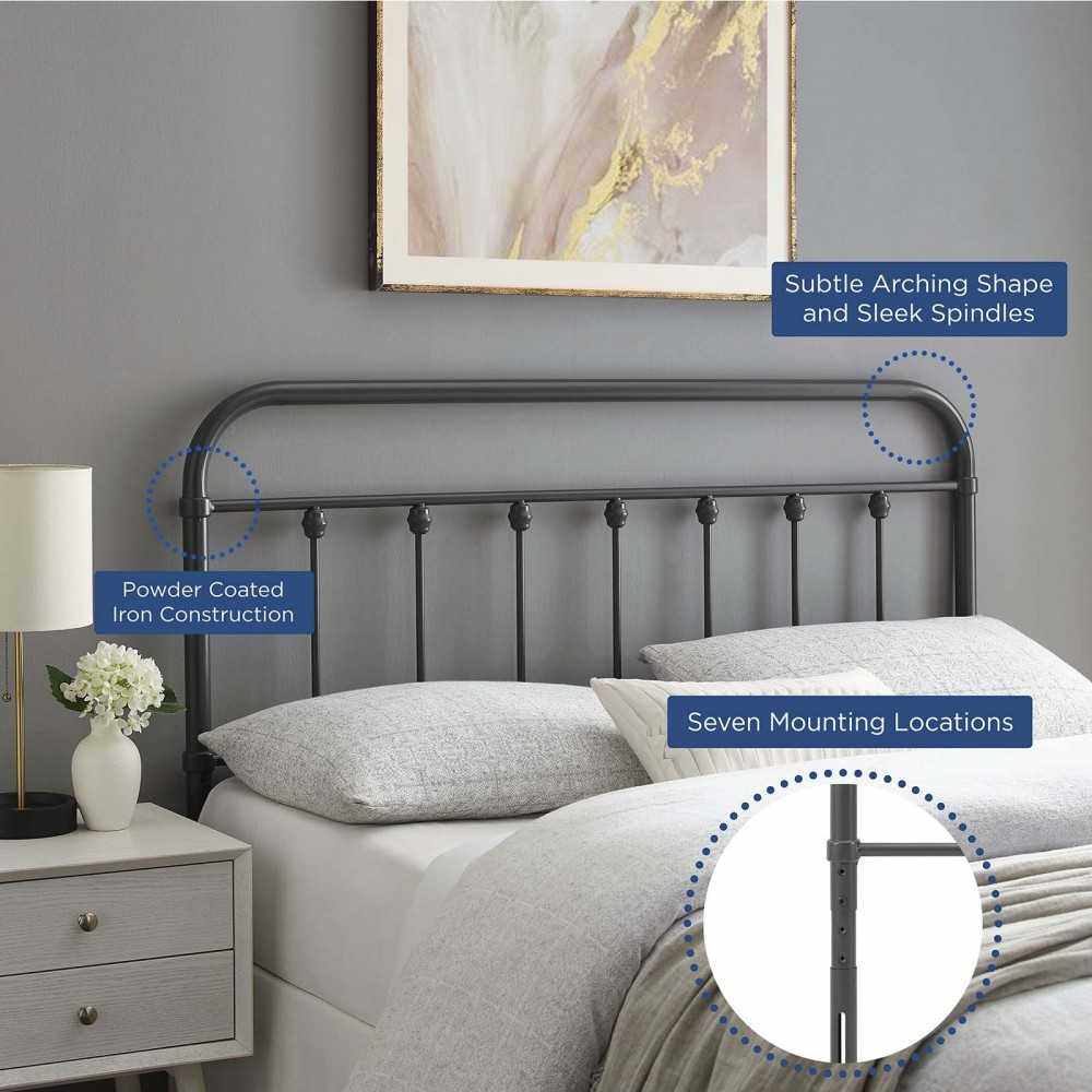 Sage Full Metal Headboard, Gray