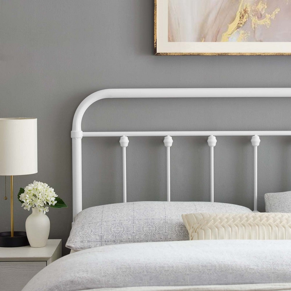 Sage King Metal Headboard, White