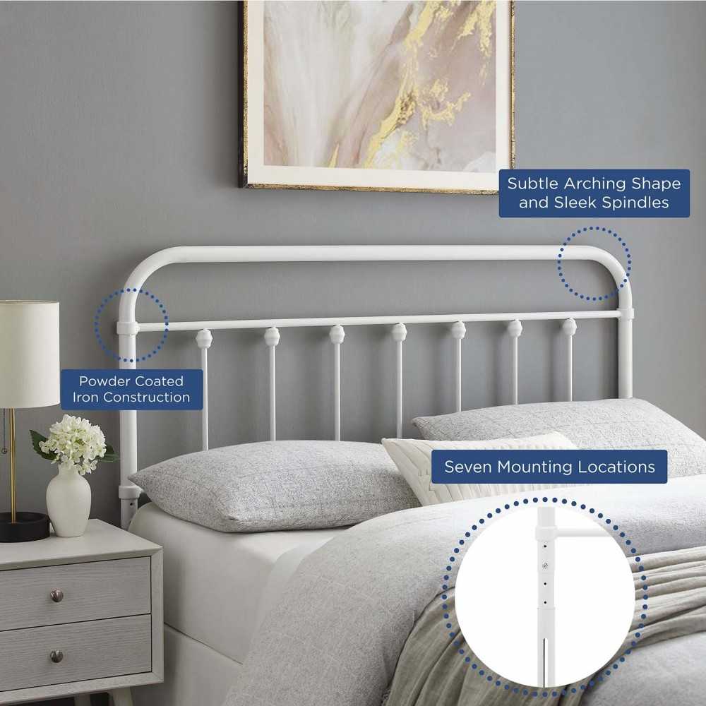 Sage King Metal Headboard, White