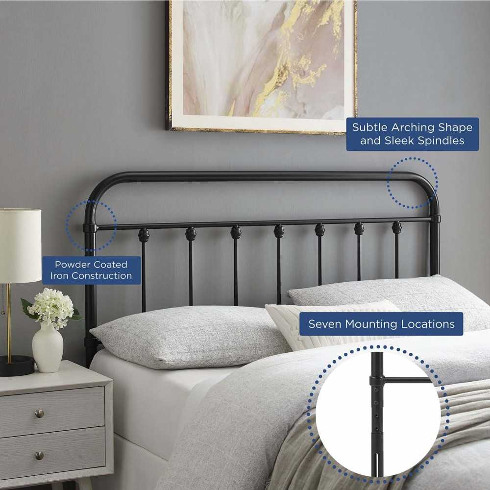 Sage King Metal Headboard, Black