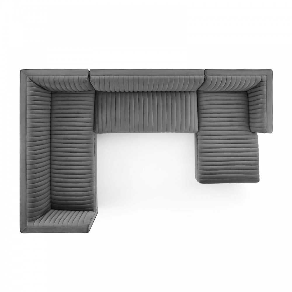Sanguine 3 Piece Performance Velvet Sectional Sofa Set, Gray