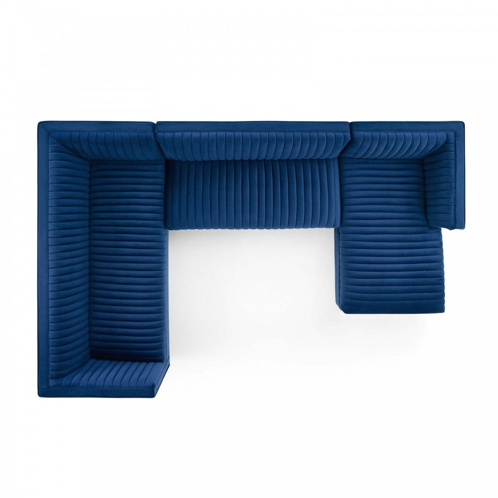 Sanguine 3 Piece Performance Velvet Sectional Sofa Set, Navy